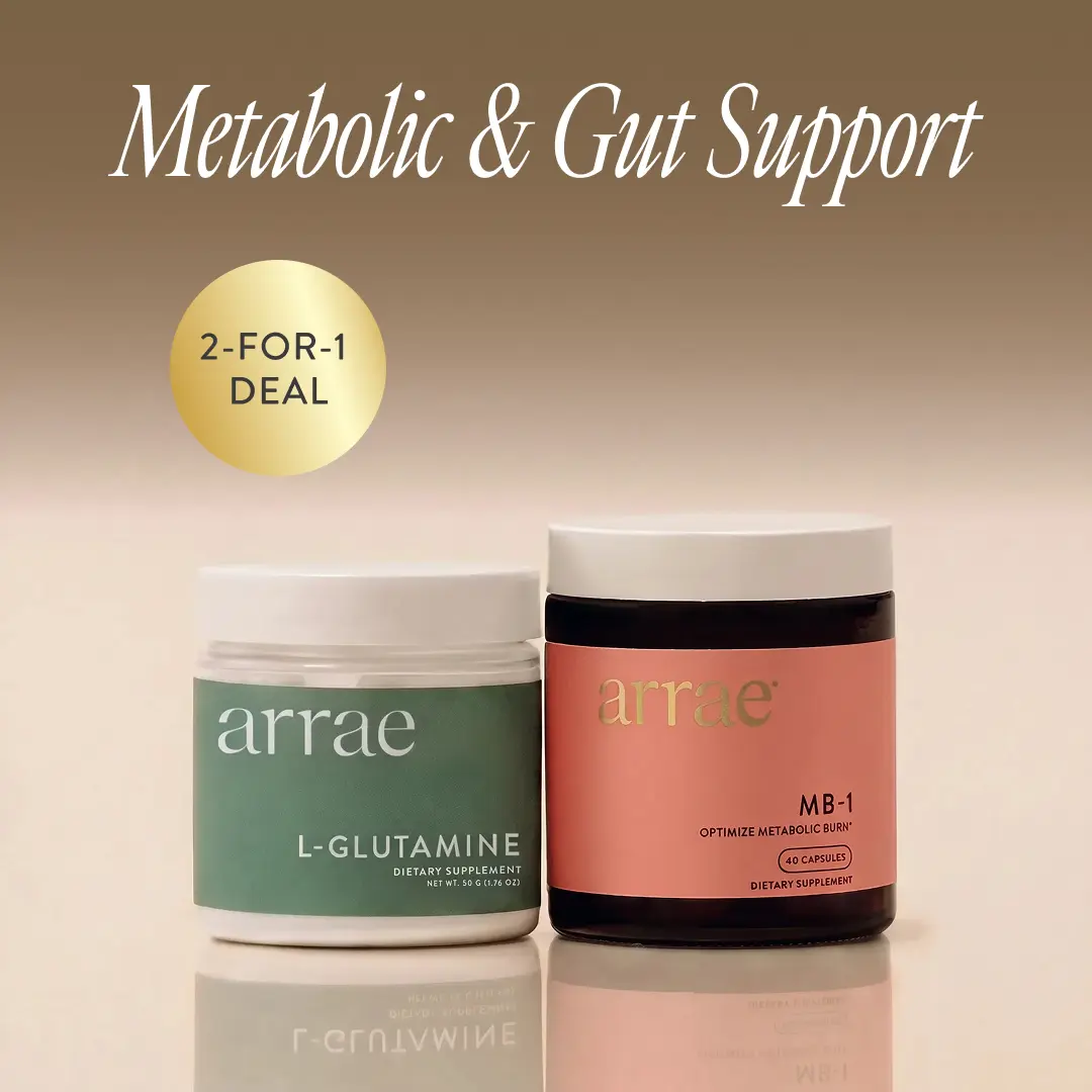 Arrae Metabolism Booster Duo | L Glutamine + Natural Energy & Overall Health Support |  Dietary Supplement Healthcare Antioxidant Water Enhancer Digestive Probiotics