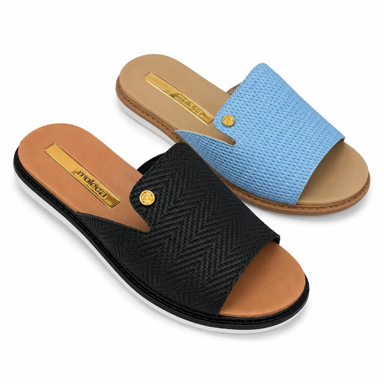 Brazilian Moleca Sandals for Women - Natural Leather Open Toe Classic Summer Footwear - Comfortable Memory Foam Sole - Versatile Elegance for Any Occasion, Shoe