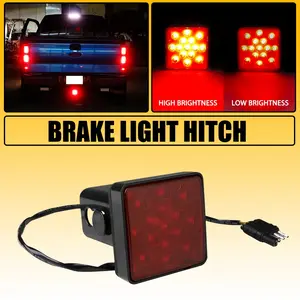 AUXITO Red Lens 15-LED Tow Hitch Receiver Strobe Brake Light For Truck SUV 2-Inch Hole