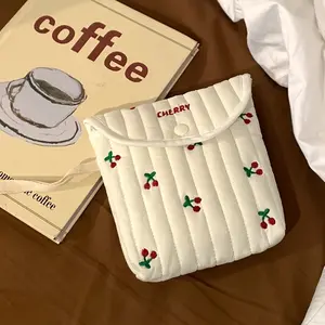 1 pc cute cherry pattern mini pouch Women's Portable Cosmetic Bag Makeup Organizer Pouch Compact travel organizer Soft fabric Travel Cosmetic Bags