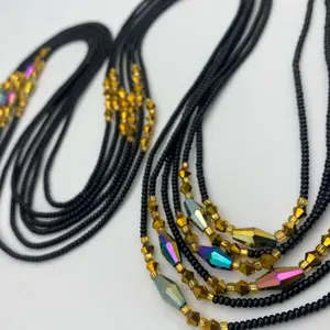 Black MaddieMayshop Waist Beads – African Waist Jewelry – Tie-On, Plus Size Friendly (50”) – Add to Cart, Buy Now – Stylish & Durable – Price Per Item
