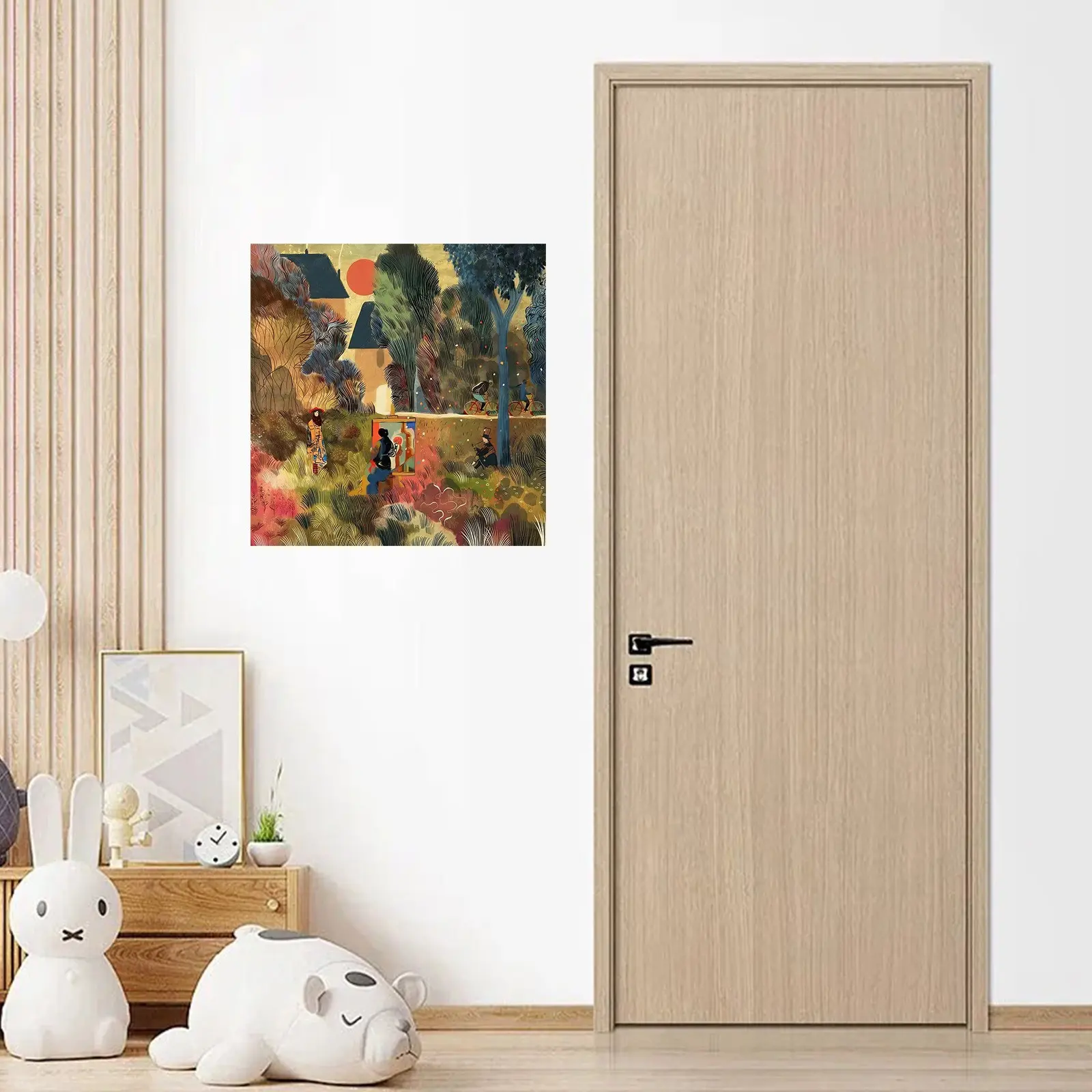 A vintage countryside landscape wall sticker, rural style wall art, whimsical wall decoration, home decor, living room, bedroom, office, apartment, exquisite autumn natural scenery