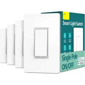 Light  Single Pole Works with Alexa,   and SmartThings, 2.4GHz WiFi Timer  , Neutral Wire Required, No Hub Required, FCC Listed, 4 Pack