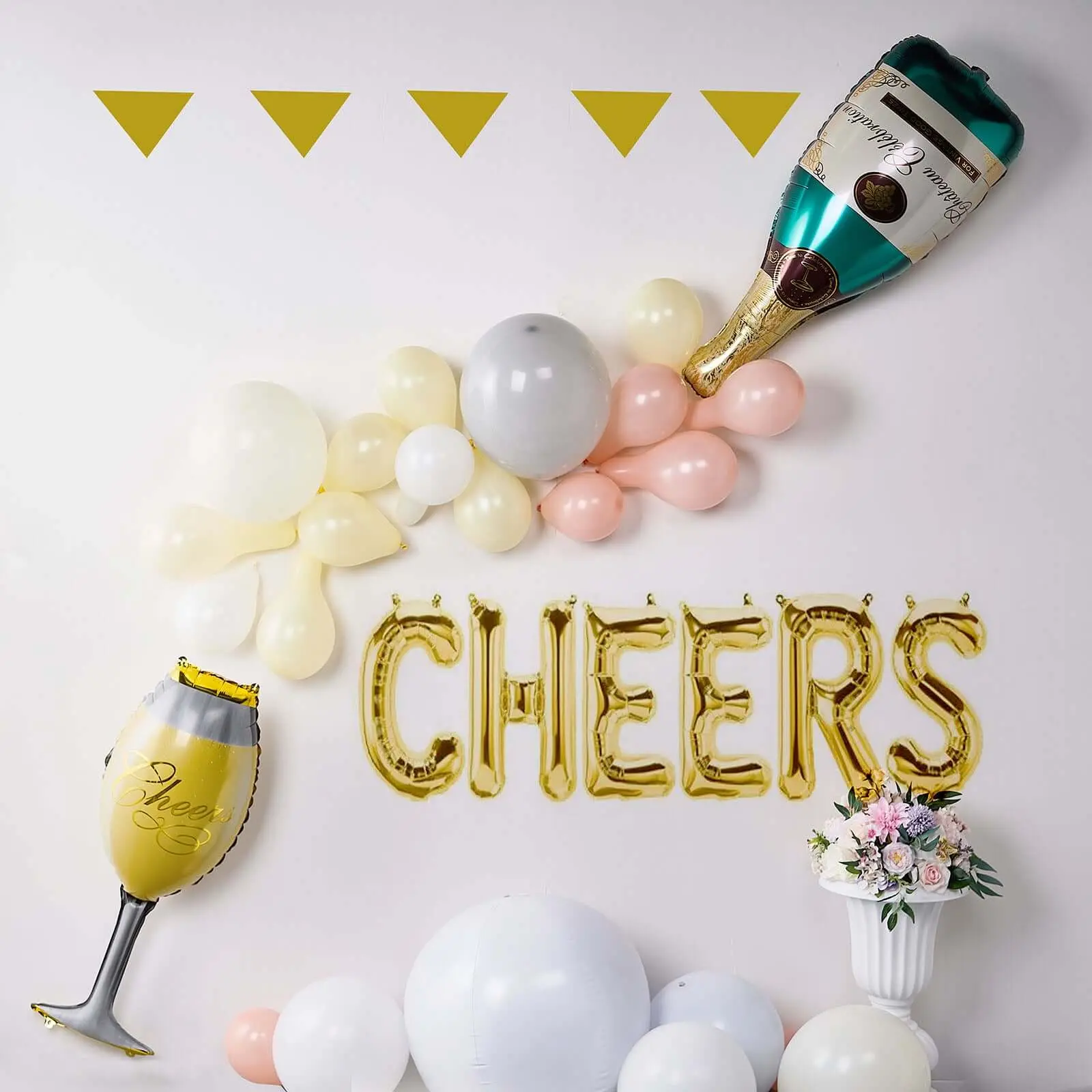 39 In Helium-Ready Reusable Self-Sealing Mylar Foil Balloons Set - 1 Pair Champagne Bottle & Glass Decor for Birthday, Halloween, Home Festive Party Supplies (Rubber-Infused)