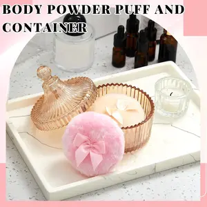 Mother Day Gift Iridescent Rainbow Cosmetic Dispenser Bottle with Flip-Top Lid & Plush Powder Puffs - Multicolor Shifting Home Organiser for Vanity Storage, Salon Use, Bottles Bottles Canister