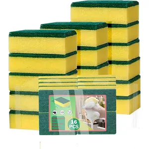 Sponges Kitchen 16 Count, Non-Scratch Scrub Dish Sponges, Heavy Duty Scrub Sponges for Cleaning, Effortlessly Clean Your Stovetop, Sinks, Stoves, Appliances Whfoeps
