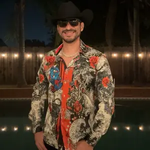 Tigre/Calavera Rhinestone Long Sleeve Shirt (Slimfit)