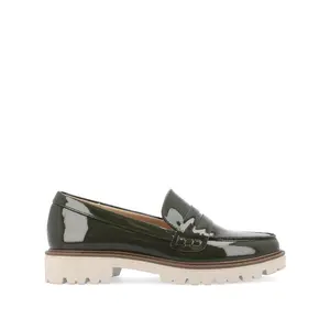 KENLY VEGAN LEATHER LOAFER FLATS IN WIDE - Green Patent