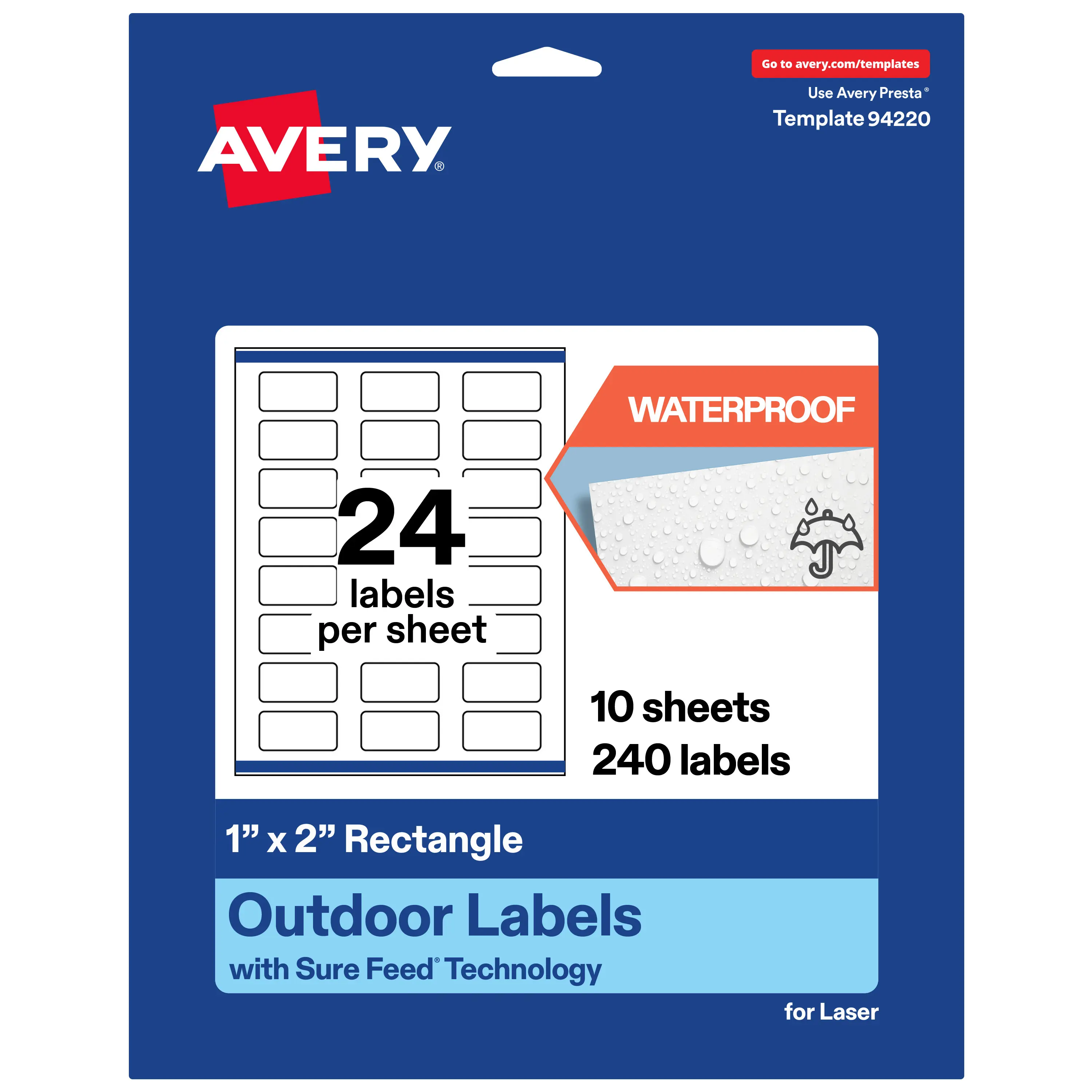 Avery Outdoor Waterproof Labels, 1" x 2" Rectangle