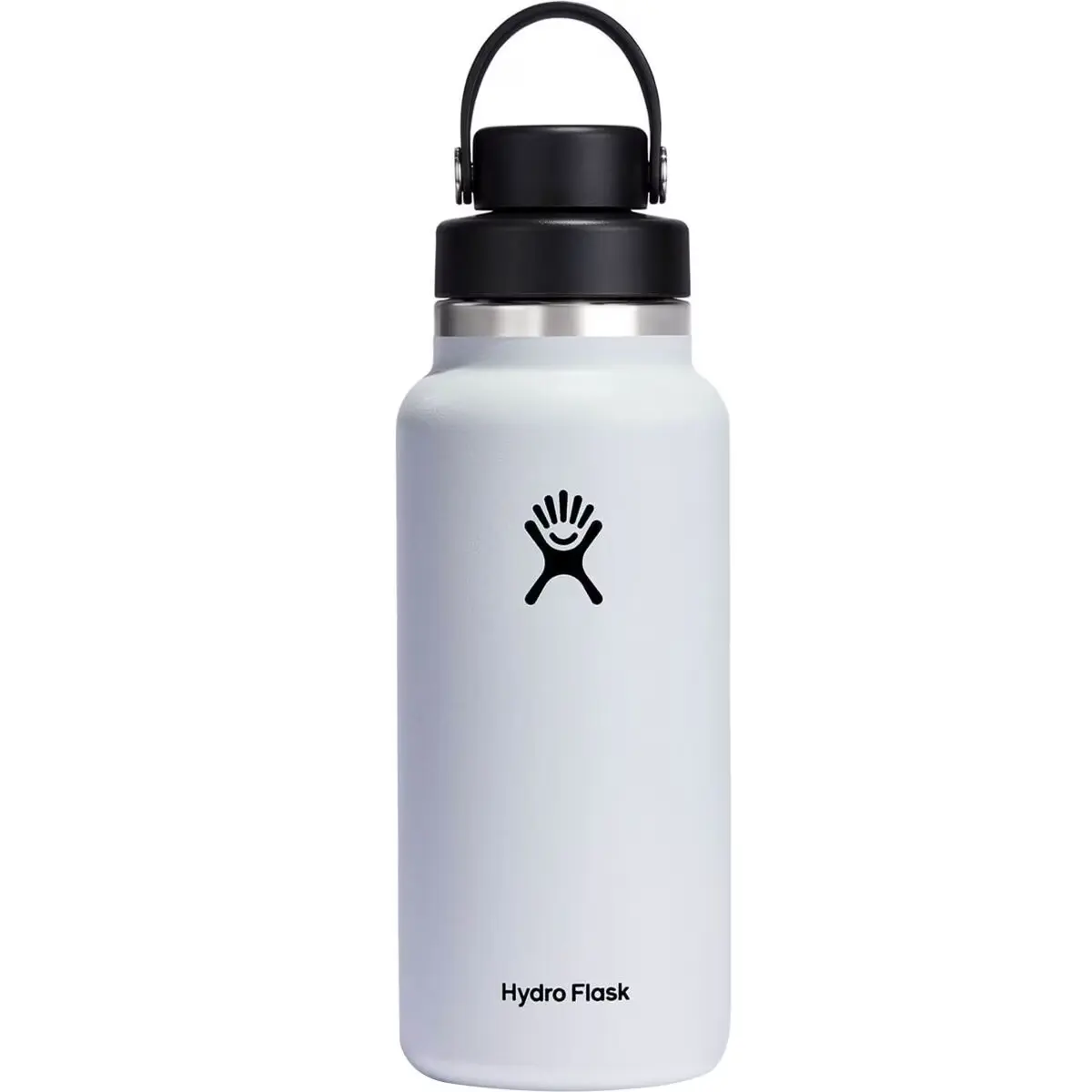 HYDRO FLASK 32oz Wide Mouth Chug Cap vacuum insulated stainless steel water bottle with leakproof closeable lid for cold water drinks, sports, travel, car and school white