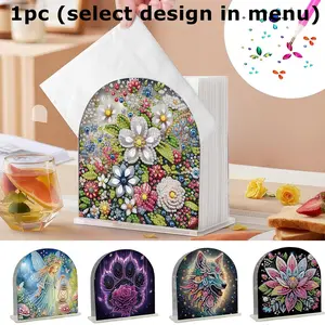 1pc DIY Diamond Art Tissue Boxes Kits, Craft - Flowers, Fairy Patterns, Size 16cm*14.5cm/6.29inch*5.7inch Crystal Rhinestone Diamond Painting Napkin Holder for Home Table Decor, Gifts for Birthday, Mother's Day, Valentine's Day, Christmas, New Year