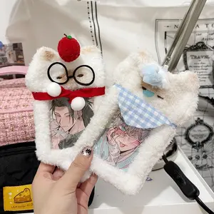 Kawaii Plush Kpop Photocards Holder Idol Card Sleeves K-pop Photo Cards Protector Cute Hanging Keychain Idol ID Card Holder