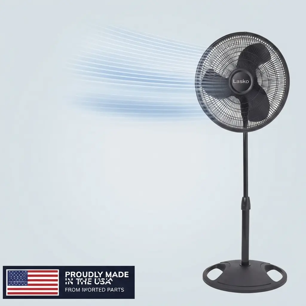 Lasko 16-Inch 3-Speed Oscillating Pedestal Fan S16500, Adjustable Height Quiet Cooling Standing Unit for Home, Fan for Bedroom