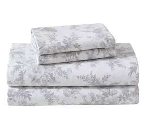 Laura Ashley Vanessa Grey Queen Flannel Sheet Set