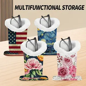 1pc Plush-Lined Eyeglass Case with Scratch Protection, Desktop/Bedside/Office Glasses Holder