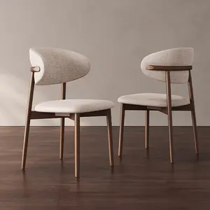 Mid-Century Ash Dining Chairs, Brown Solid Wood Legs, Not Assembled Need, Beige Kitchen Chairs for Dining Room