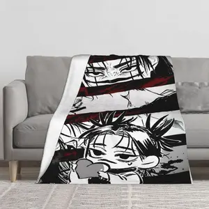 Blood Manipulation Aesthetic Flannel Blanket Brotherhood Bond Manga Soft Warm Throw for Gamer Room Decor Dorm Essential Bed Sofa Gift Machine Washable