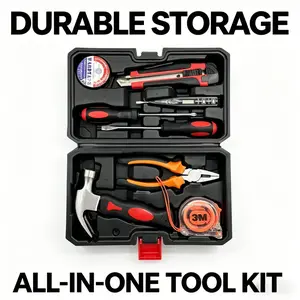 Upgraded 9-piece household hardware tool set, including a hammer, hand tools, and basic household hardware tools, is an essential combination for home repairs and is a multifunctional small tool kit