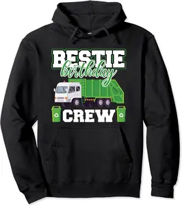 Bestie Birthday Crew Garbage Truck Family Matching Birthday Pullover Hoodie - Briannama Shop 35B09JN2PCM2