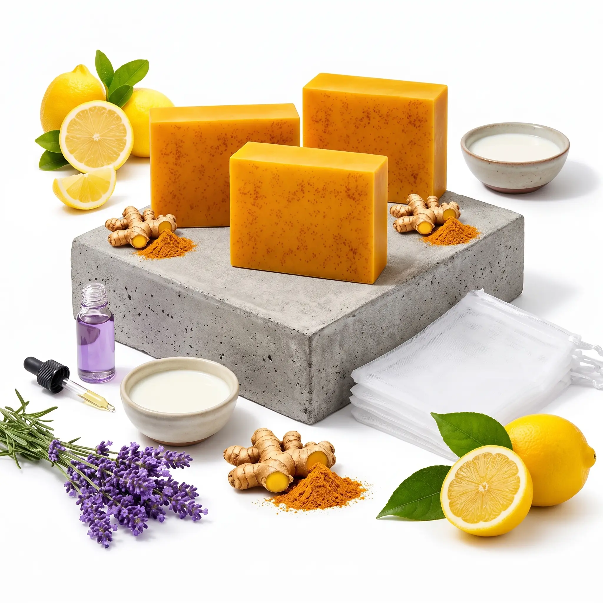 Lemon Turmeric Kojic Acid Soap Bar for Face & Body – Brightening Cleansing Soap for Dark Spots, Uneven Skin Tone, Hydrating Body Care & Daily Skincare