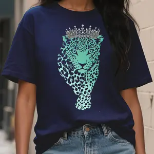 Fashion Leopard Graphic print crown pattern Tee Tshirt