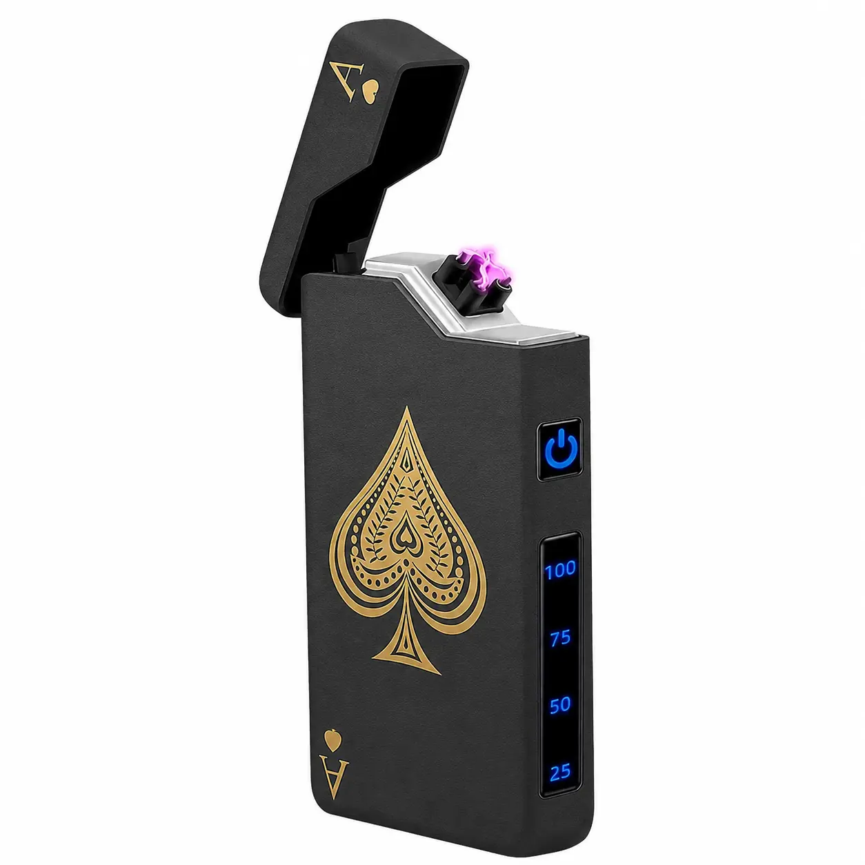 Black Spade Ace Pattern Windproof Electronic Lighter - Home Decor, Home & Outdoor Candle Accessory