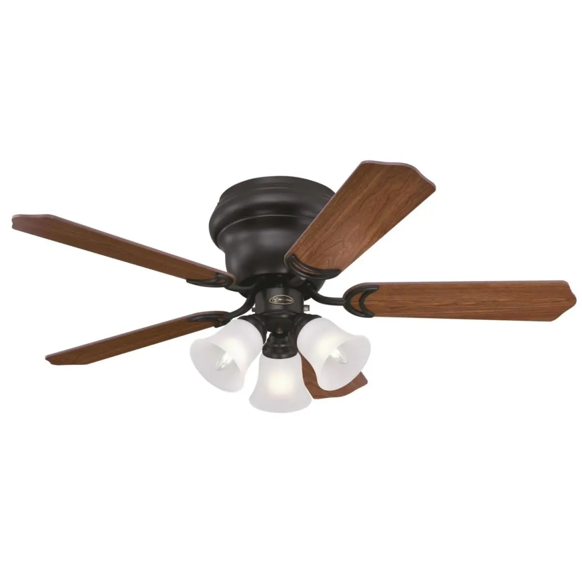 Westinghouse 42-in Indoor Hugger Ceiling Fan, Oil Rubbed Bronze Finish, Reversible MDF Blades (Dark Cherry & Walnut Tones), Frosted Glass, 13.5-Watts Energy-Efficient LED Lighting, 14.2 lbs, Ample Airflow for Contemporary Home Decor & Small Rooms