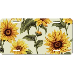 Personalized License Plate Frames Car Front License Plate Cover Summer Sunflower Rust-Proof Licenses Plates Holder Universal US Standard Licenses Plates Aluminum Front Vehicle Tag 6 × 12 Inch