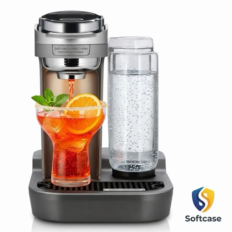 Automatic Kitchen Drink Bartender Mixer Machine - Compact Automatic Mixology Tool with Brushed Metal Finish, 2 Glass Spirit Bottles, Plastic Components for Drink Enthusiasts, Enables Effortless Mixing at Home
