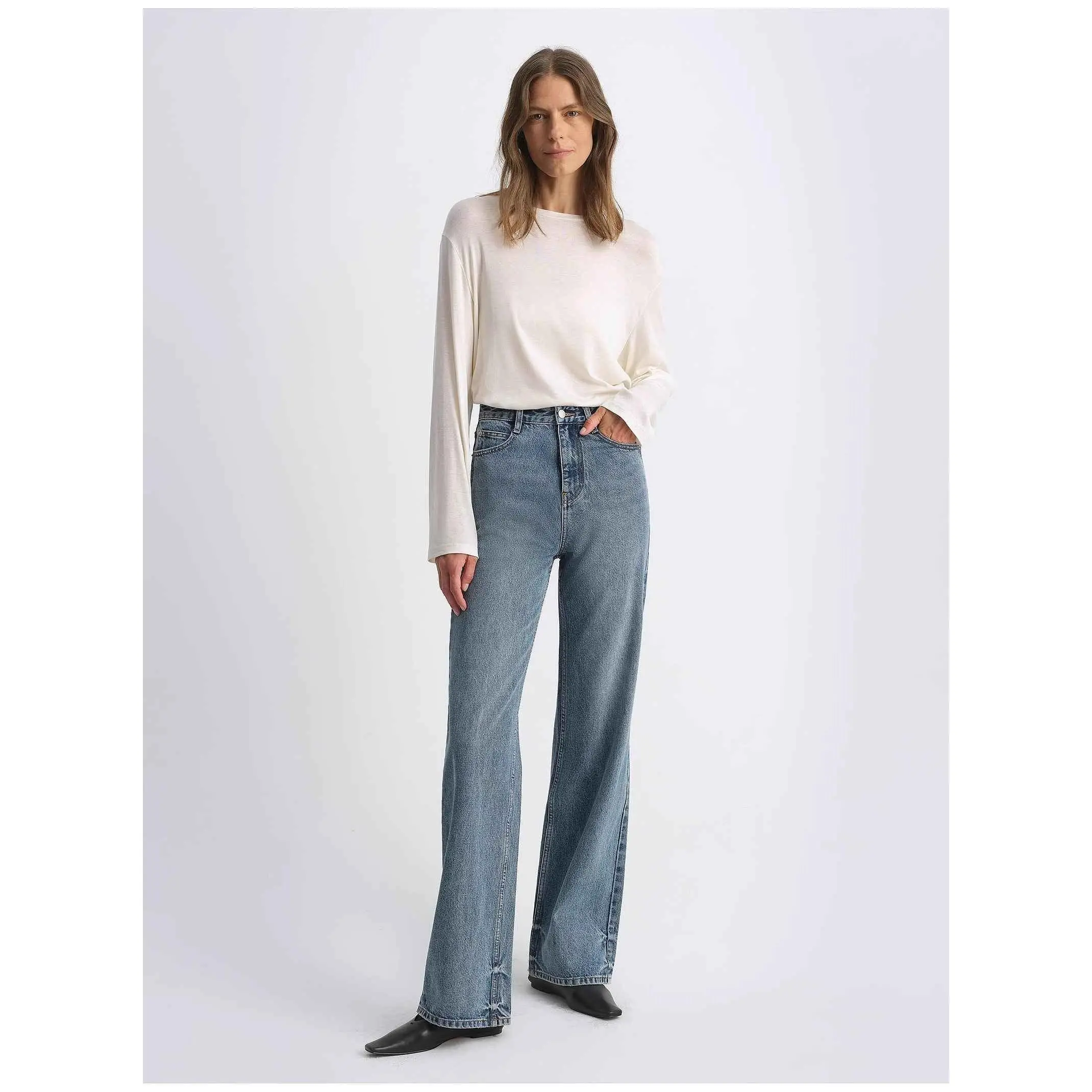 Classic Retro Crafted Washed Organic Cotton Retro Straight Slim Jeans