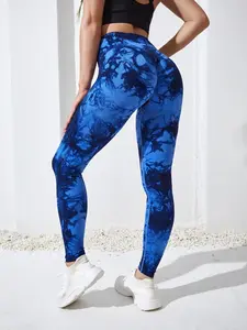 Women's Tie Dye Stretchy High Waist Sports Leggings, High Waisted Leggings, High Waist Activewear, Casual Comfy Breathable Skinny Pants for Yoga Gym Workout Running