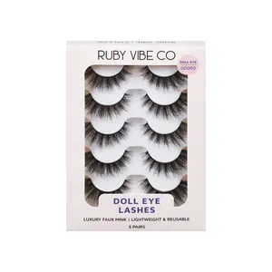 [RUBY VIBE CO] Dreamy Doll Eye DD003 Lashes - Bold Doll-Eye, Spiked Pattern, Feathered Volume, Lightweight & Reusable, 5 Pairs