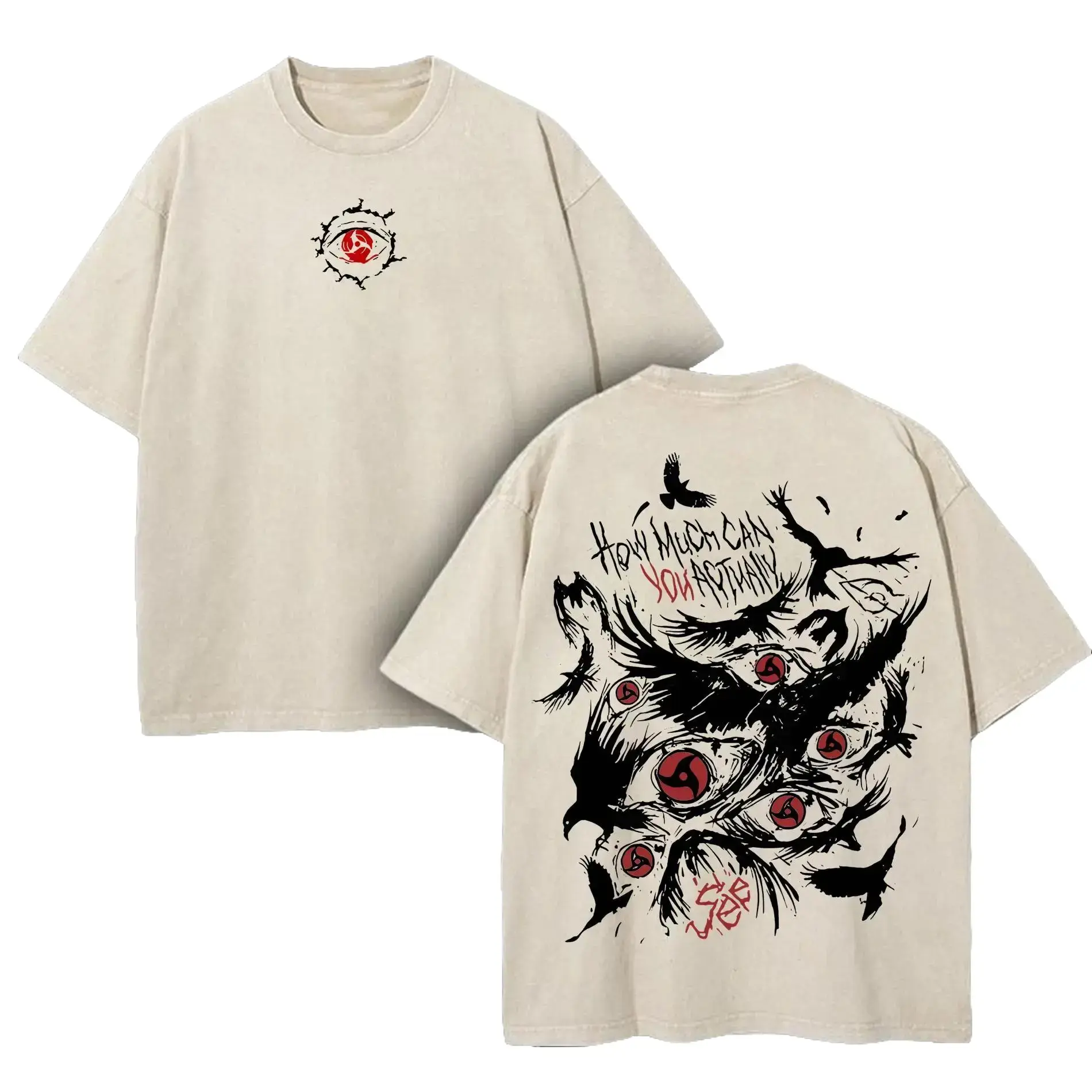 Retro Heavy Uchiha Itachi Character Naruto Anime Tee Hoodie Menswear Top Unisex Mineral Anime Manga Washed Heavy Cotton T-shirt, Gift For Anime Fan,funny graphic tee,good graphic tees,vintage shirts,outdoor casual men, oversized streetwear tee