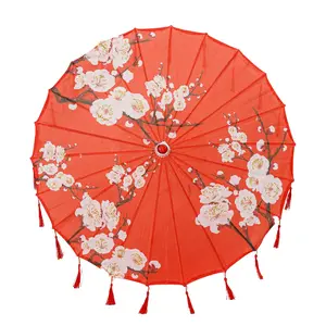 Classic Chinese Art Asian Style 33" Silk Parasol Umbrella with Tassels for Wedding Parties, Photography, Costumes, Cosplay, Decoration And Other Events