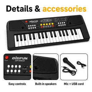 37-Key Portable Electronic Keyboard, Digital Piano Keyboard with Microphone, USB Power, Record & Playback, 8 Tones, 8 Rhythms, Mini Practice Piano