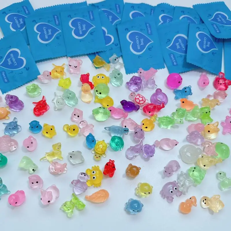 20pcs Mystery Bag Mini Glow Animal Mushroom Resin Models-Surprise Blind Bag Experience for Dollhouse,Fairy Garden Decor,Birthday Party Favors & DIY Cr