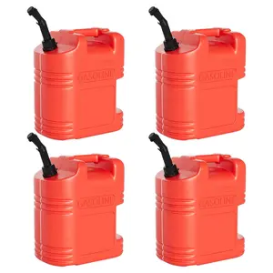 Automotive 5 Gallon Storage Container Can No-Spill with Visible Stripe, Air Release Valve, Durable, 15.4" x 7.1" x 11" Red, 4-Pack Engine & Transmission Repair Tools