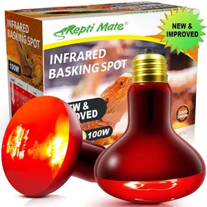 2 Pack Infrared Heat Lamp Bulbs 100W Reptile Heat Emitter Infrared Basking Spot Light Red Heat Lamp for Chickens Coop Reptile Pets Brooder Use