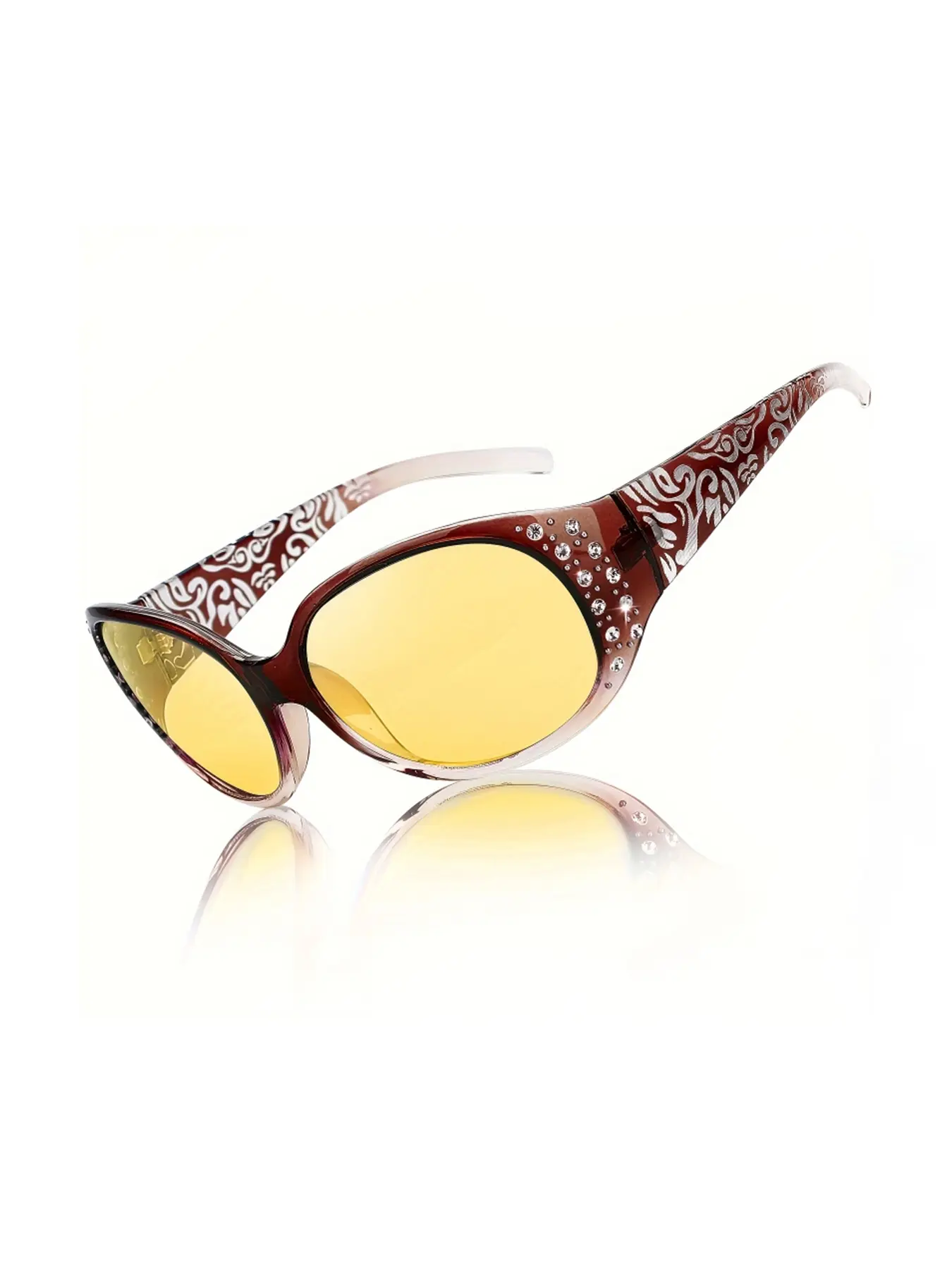 Night Vision Driving Glasses for Women, Anti-Glare Wraparound Safety Eyewear, Enhance Night Visibility, Comfortable Fit, Night Vision Shades