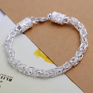 Unisex Sterling Silver Plated Link Chain 8 Inches Lobster Bracelet L59