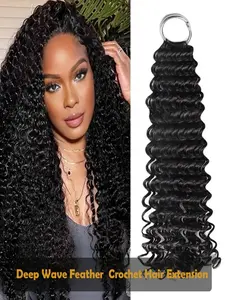 16/18/20 inches deep wave soft feather crochet hair piece 60g for ladies, pre-pierced no-knot braids, invisible split design, feather-like tips, protein silk hair pre-treated, suitable for dreadlocks and micro-braids, adds volume and lengthening