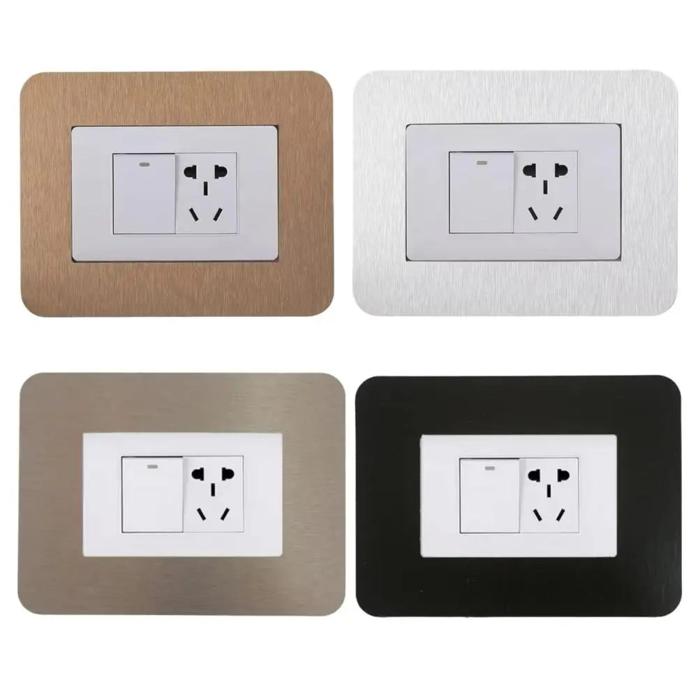 1pc 7.5cmX12cm Anti-Dirty  Type Dustproof Switch Protective Cover Outlet Wall Aluminum Sticker Home Light Switch Decoration
