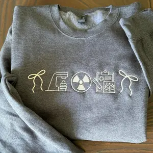 Radiation Therapy Radiology Tech Embroidered Sweatshirt | Radiation Therapist Icon Crewneck Pullover | Medical Gift for Radiology Techs