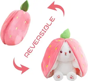 Cute Strawberry Bunny Plush Toy, Soft Cartoon Stuffed Animal Toy, Creative Doll Birthday Gift, Festival Decoration, Easter Gifts
