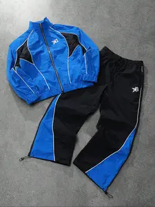 Men's Jacket & Sweatpants Set, Colorblock Trendy, Casual Fashion, Perfect for Daily Wear, Stylish Men's Clothing