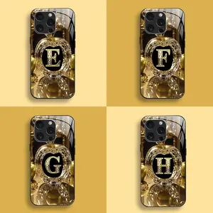 Suitable for [iPhone 16 Pro Max] New high-end letter glass mobile phone case New business simple metal paint electroplated glass mobile phone case Affordable price Anti-drop and anti-fingerprint 995