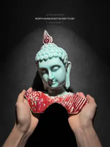 Colored Glaze Buddha Head Ornament