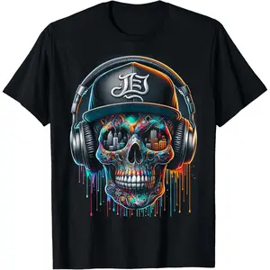 Dripping Paint Skull |   Men Women Graphic T-Shirt Made In USA