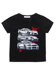 Cartoon Japanese Anime Initial D T-shirt Car Printing Casual Neutral Fashion T-shirt Men's and Women's Pattern T-shirt