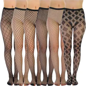 ToBeInStyle Women's Pack Of 3 Or 6 Diamond Net Fashion Fishnet Sparkle Hosiery Pantyhose